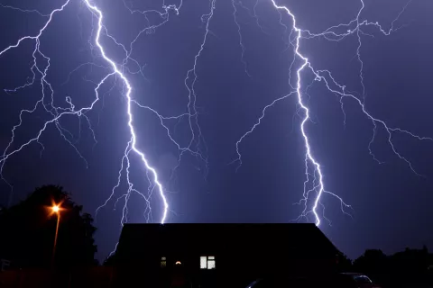 Lightning striking roof