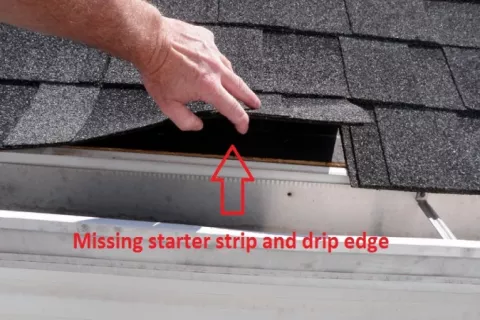 Missing starterstrip on shingles roof