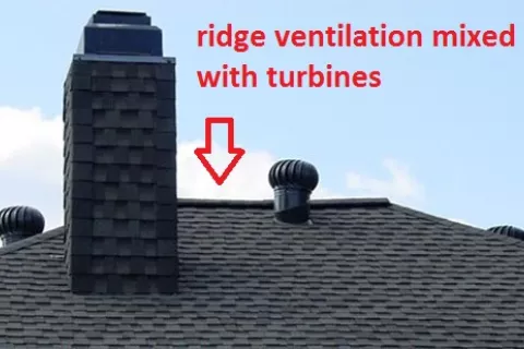 Mixed ventilation on shingle roof