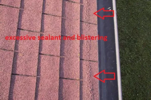 Too much mastic used on shingle roof