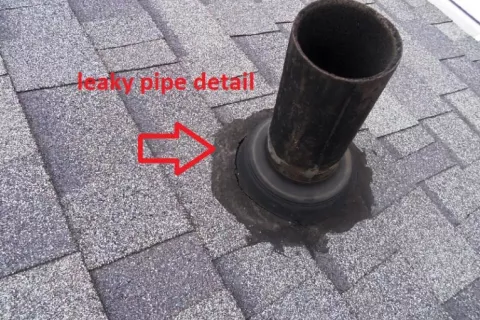 Improper sealing around roof penetration