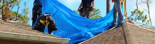 Tarp on shingle roof