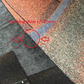 Width of the backing shim of tested product 1