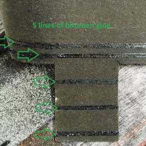 Bitumen glue on IKO Cambridge