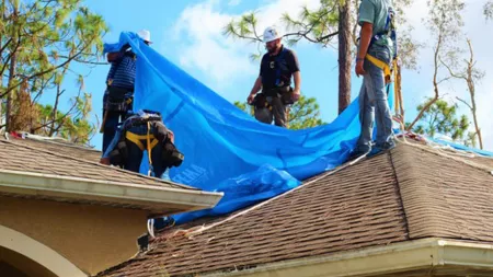 Tarp on shingle roof